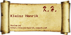 Kleisz Henrik névjegykártya